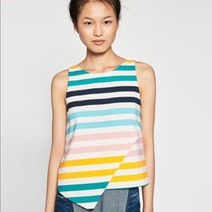 Zara Asymmetrical Cut Striped Top